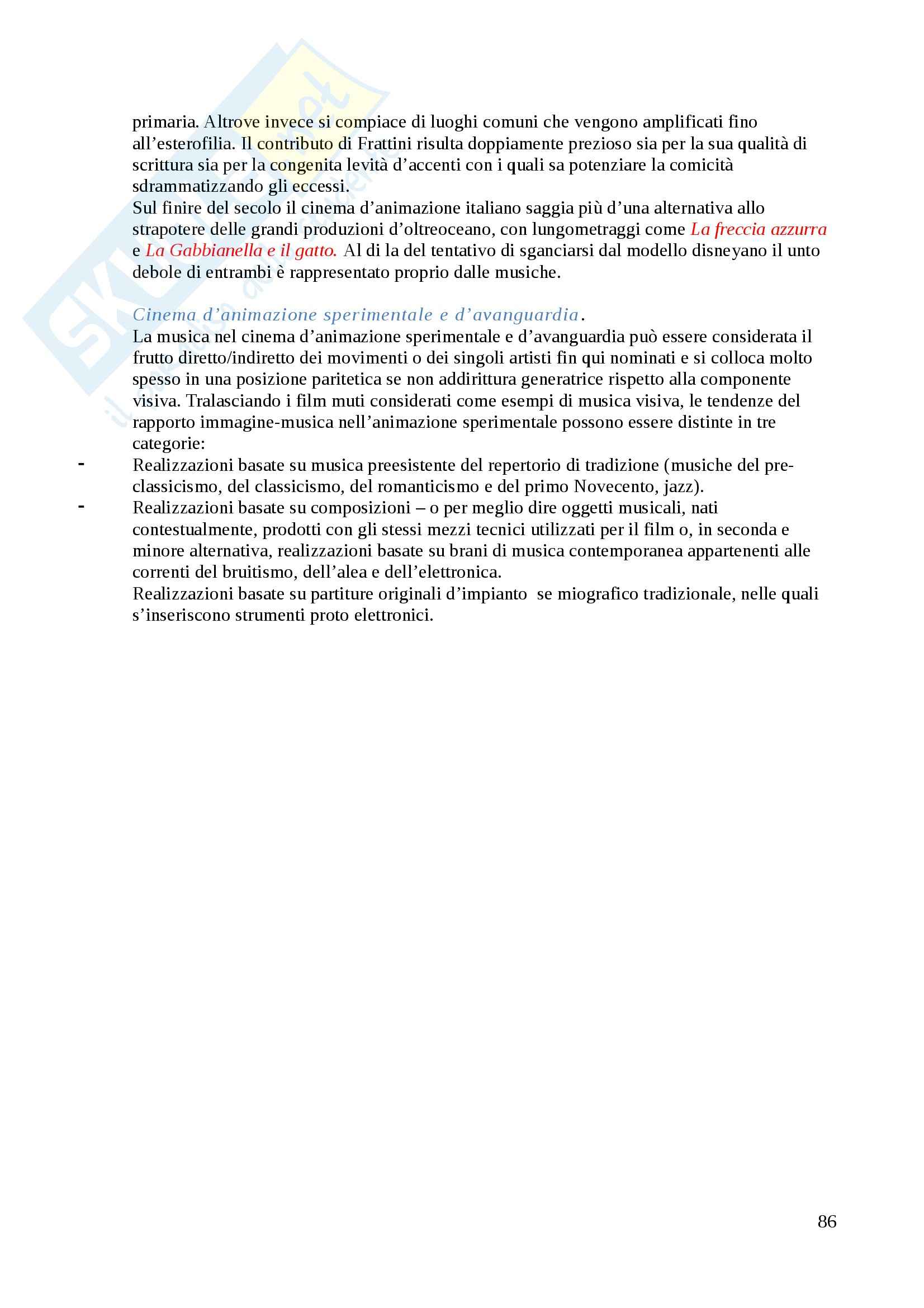 Riassunto esame Paesaggi sonori dei media, prof. Vittorini, libro consigliato Musica per film, Miceli Pag. 86