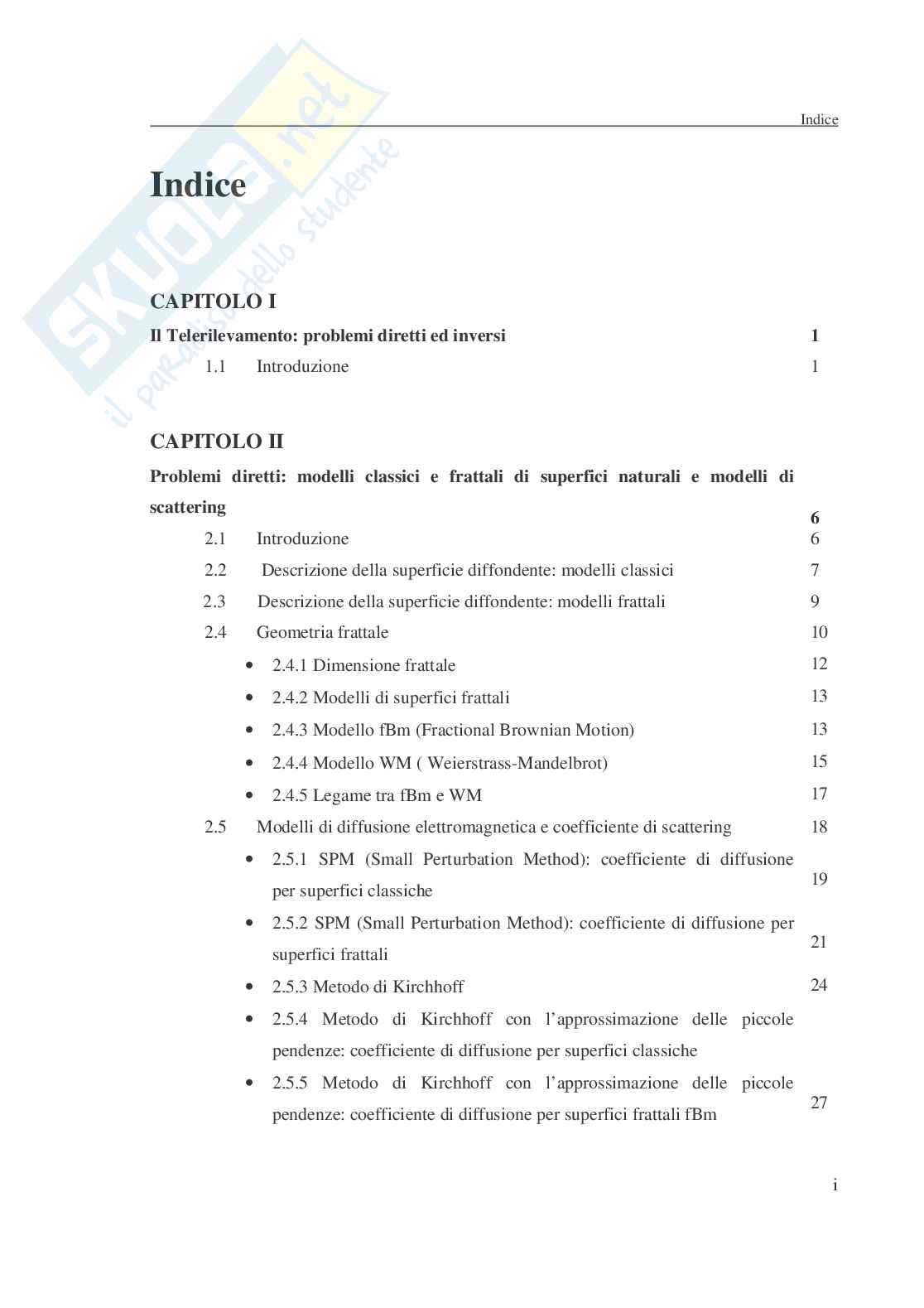 Inversione di parametri di superfici classiche e frattali da misure di campo diffuso Pag. 2