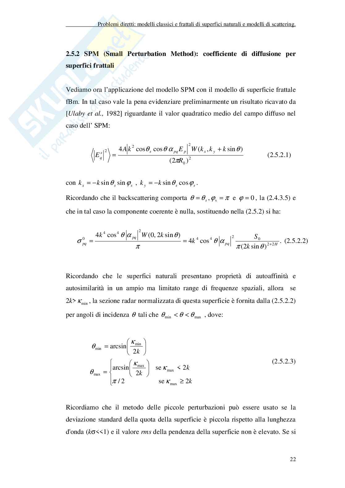 Inversione di parametri di superfici classiche e frattali da misure di campo diffuso Pag. 26