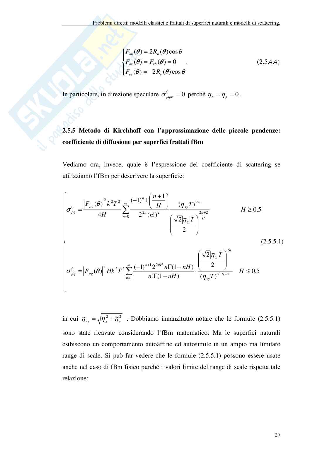 Inversione di parametri di superfici classiche e frattali da misure di campo diffuso Pag. 31