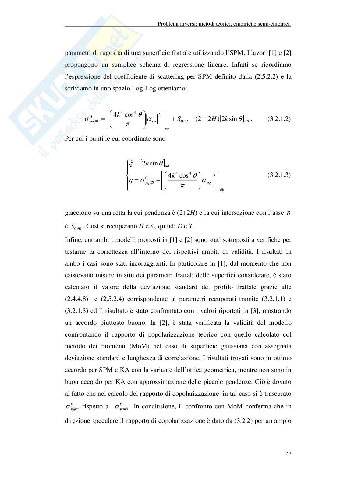 Inversione di parametri di superfici classiche e frattali da misure di campo diffuso Pag. 41