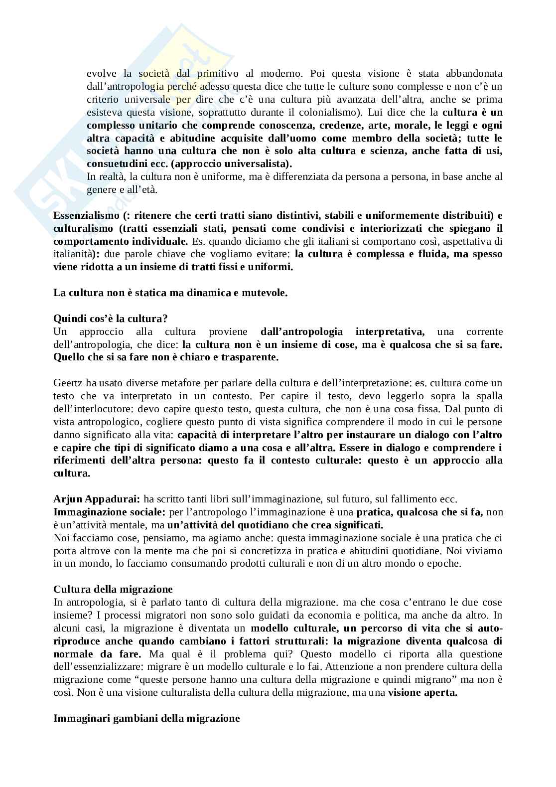 Appunti di Antropologia e etnografia dei processi migratori e dei contesti culturali, 2024/25 Pag. 6