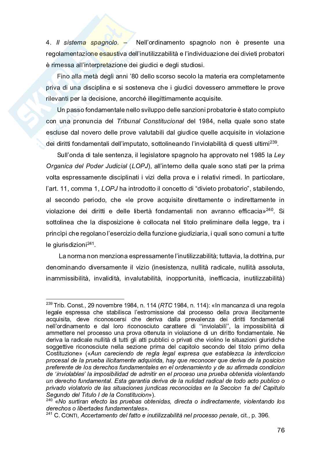 L'inutilizzabilità derivata nel procedimento penale Pag. 76