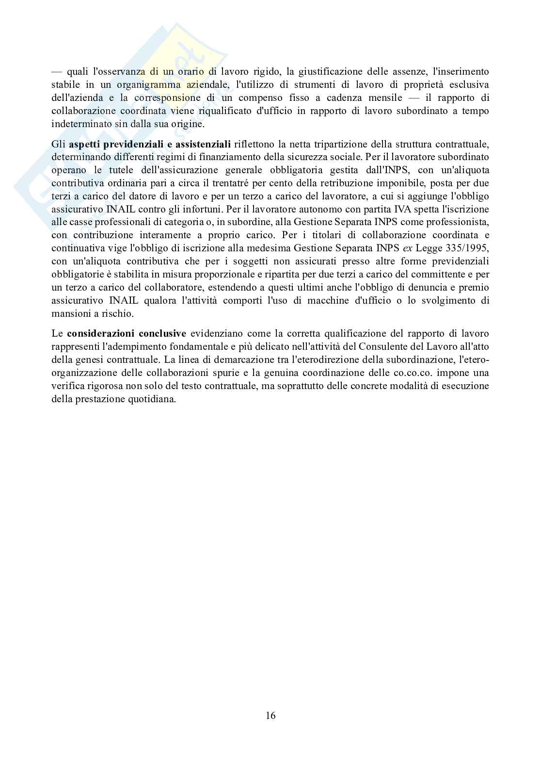 Svolgimento tracce prima prova scritta - Temi svolti diritto del lavoro e legislazione sociale per esame stato consulenti lavoro anni passati - sessione 2024 e 2025 Pag. 16