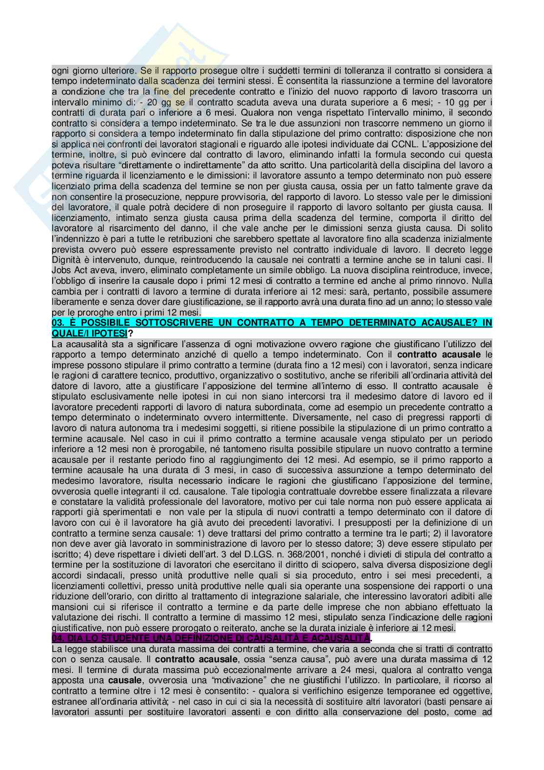 Paniere di Diritto del lavoro completo - Domande aperte e chiuse Pag. 11