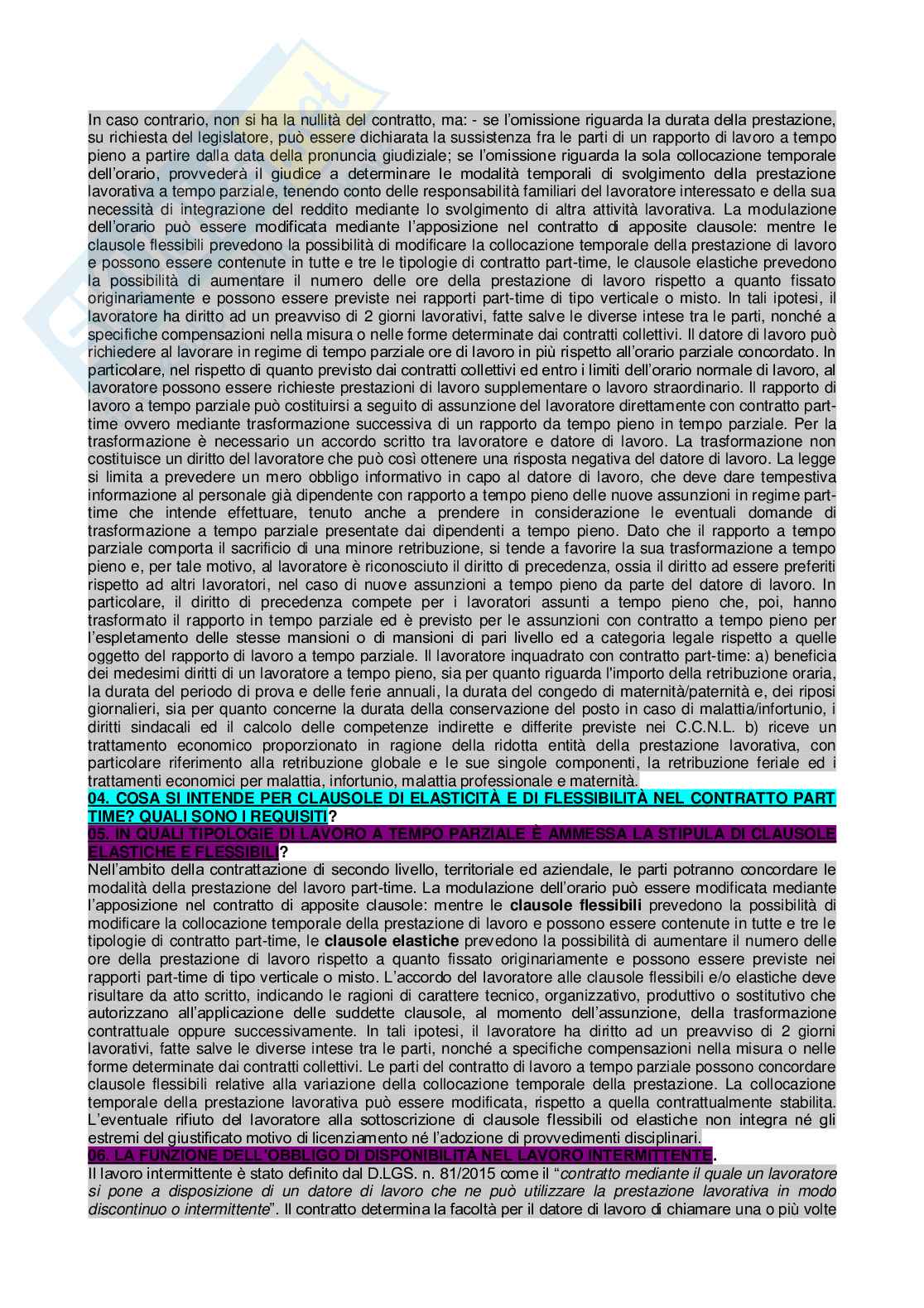 Paniere di Diritto del lavoro completo - Domande aperte e chiuse Pag. 16