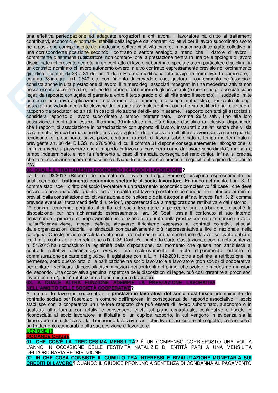 Paniere di Diritto del lavoro completo - Domande aperte e chiuse Pag. 21