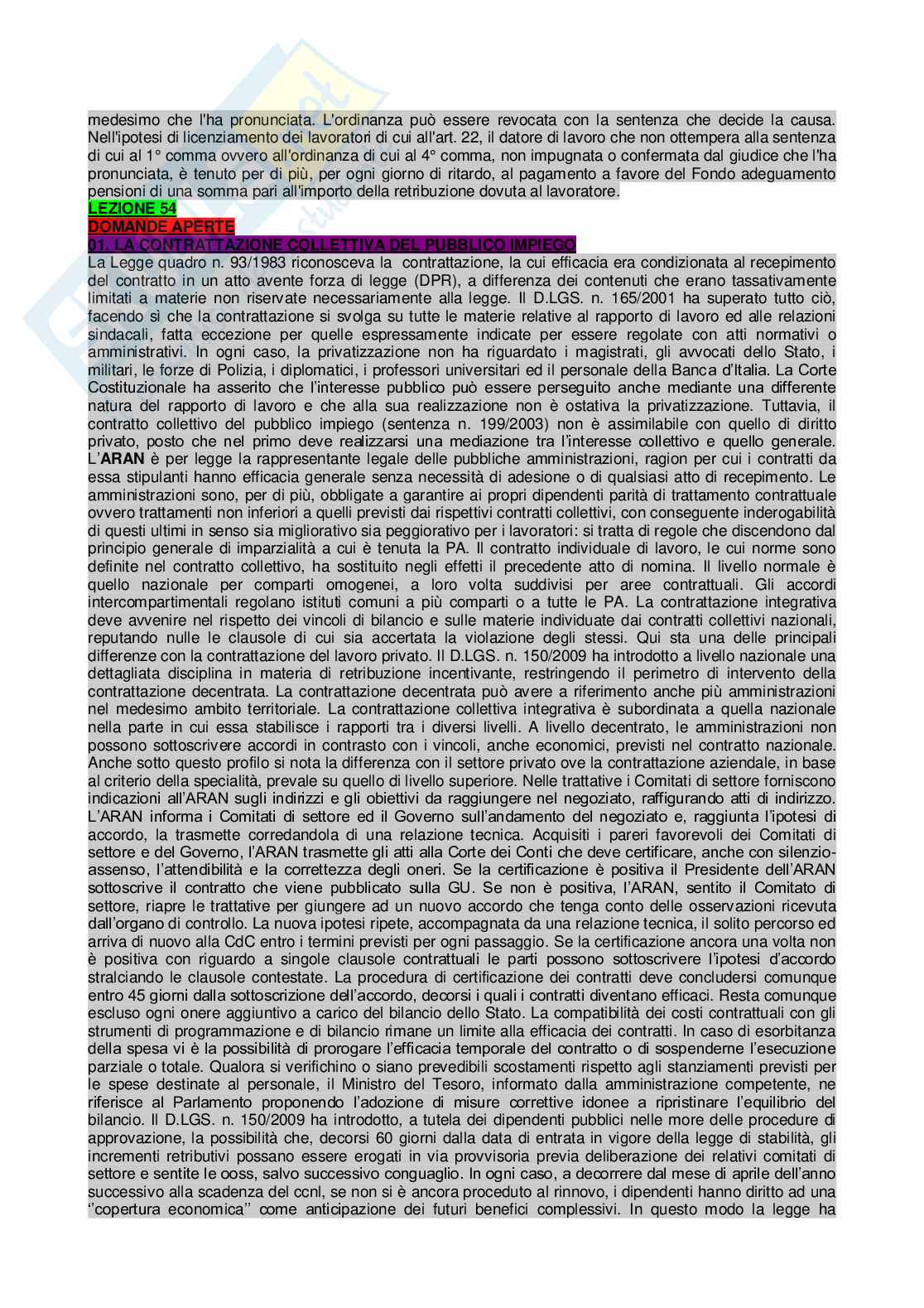 Paniere di Diritto del lavoro completo - Domande aperte e chiuse Pag. 91