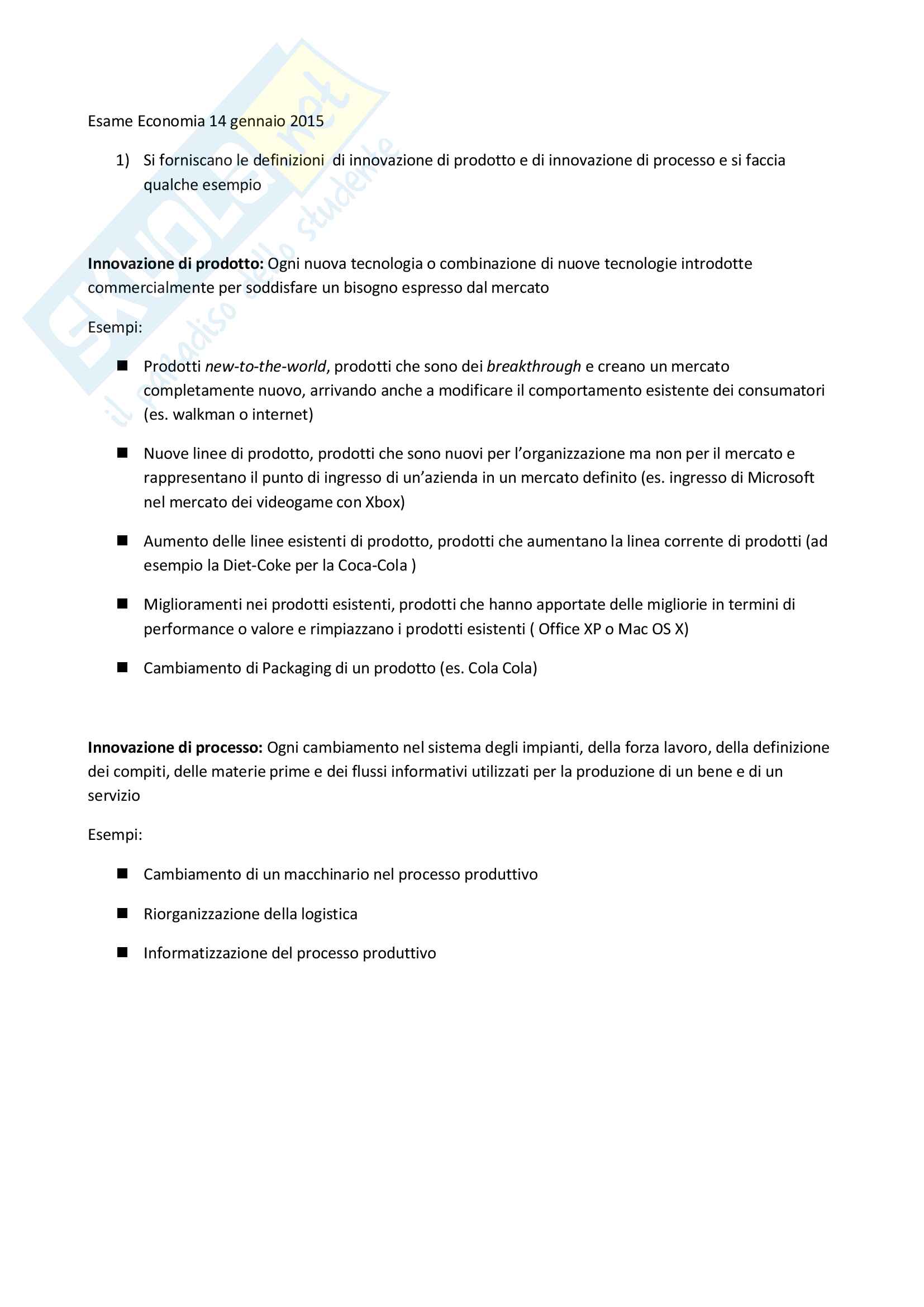 Fondamenti di Economia aziendale e dell'innovazione T - Simulazione esami Pag. 1