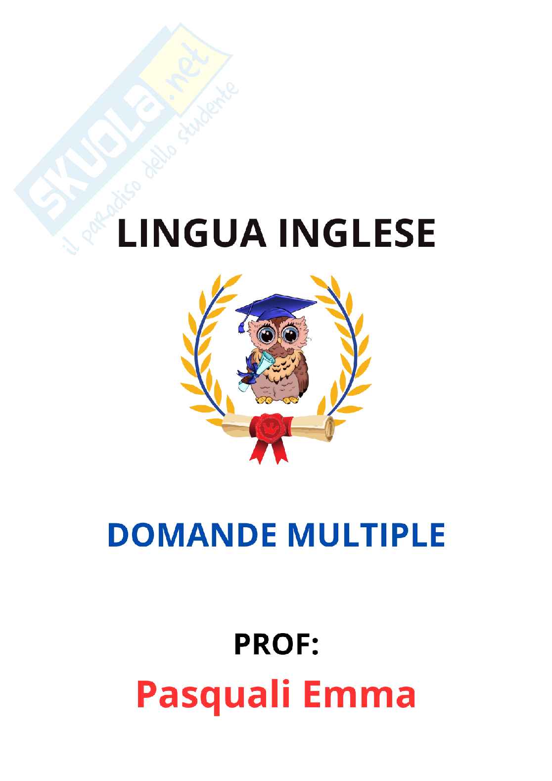 Paniere Inglese - Risposte multiple - aggiornato (2026) Pag. 1