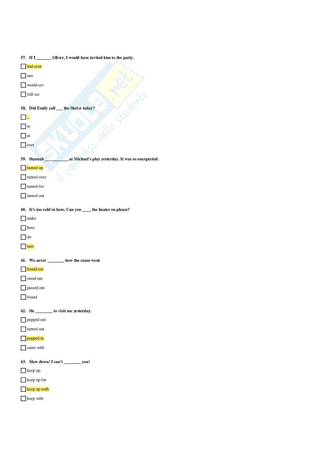 Paniere Inglese - Risposte multiple - aggiornato (2026) Pag. 11