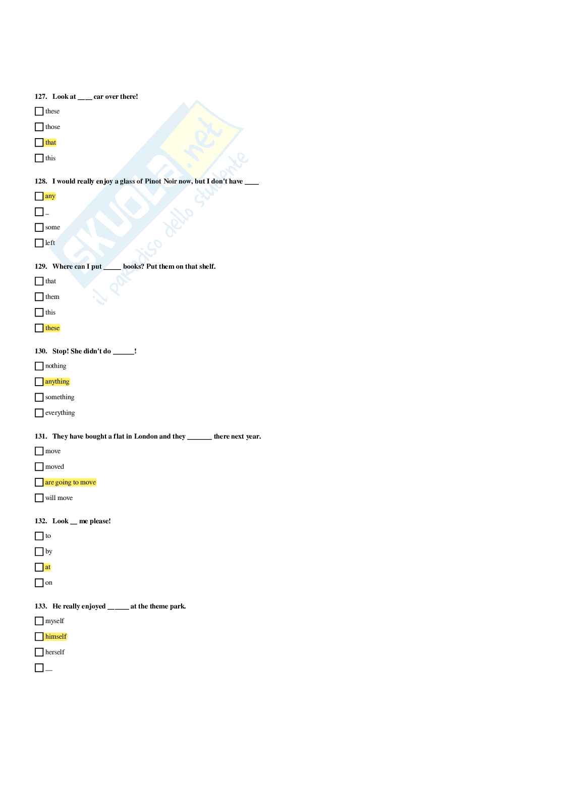 Paniere Inglese - Risposte multiple - aggiornato (2026) Pag. 21