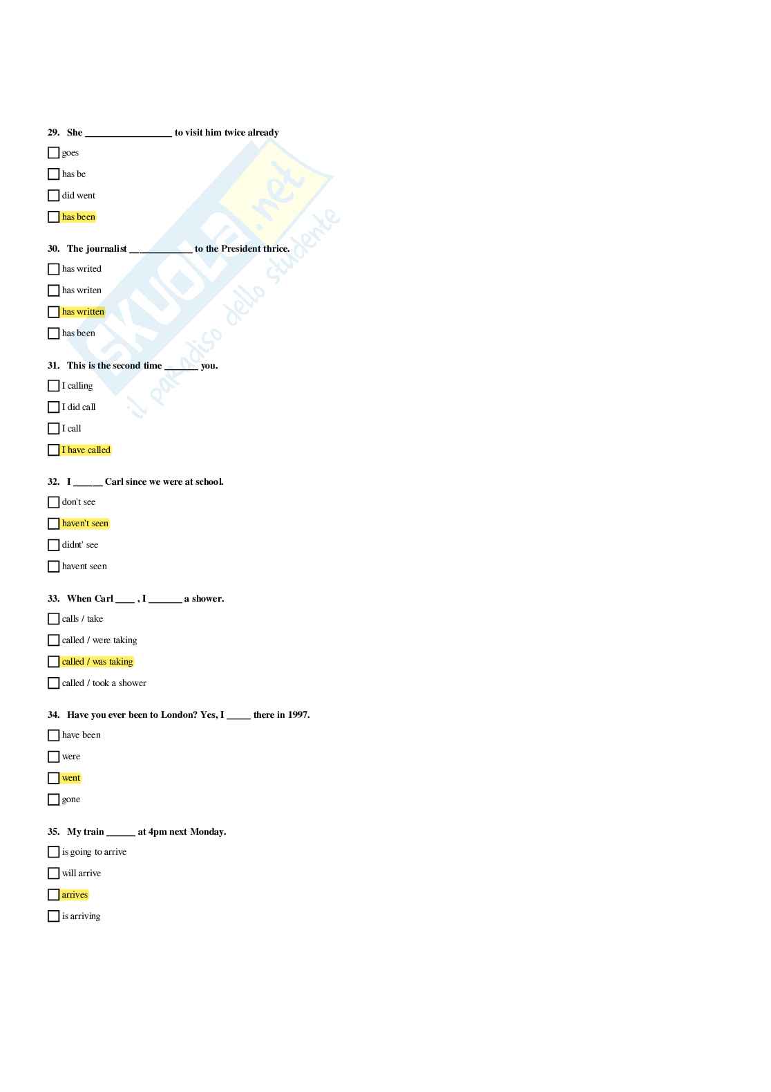 Paniere Inglese - Risposte multiple - aggiornato (2026) Pag. 31