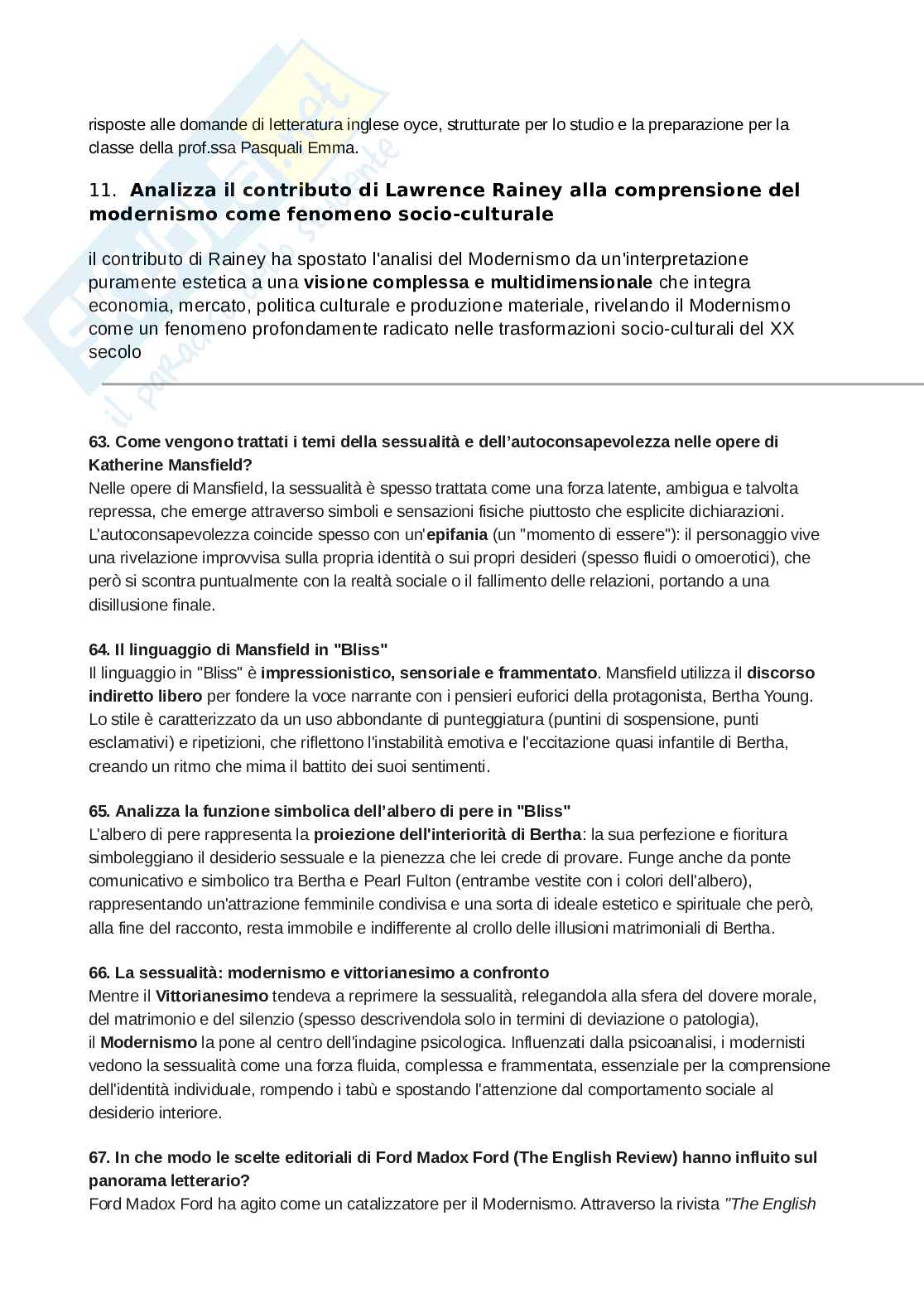 Appunti esame Letteratura inglese Pag. 1