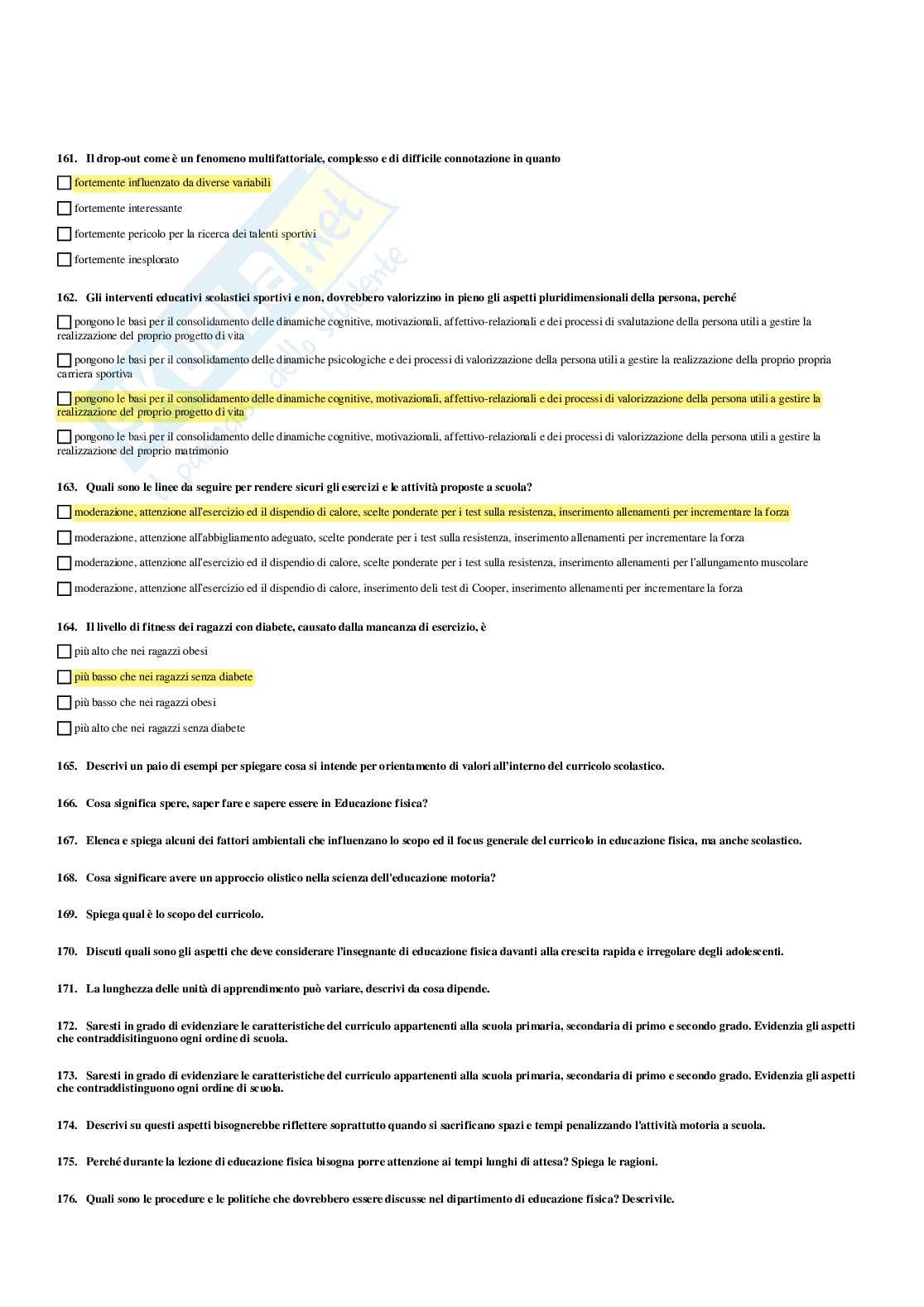 Paniere Attivita' motoria nella scuola secondaria - (2026) - Risposte multiple corrette Pag. 26