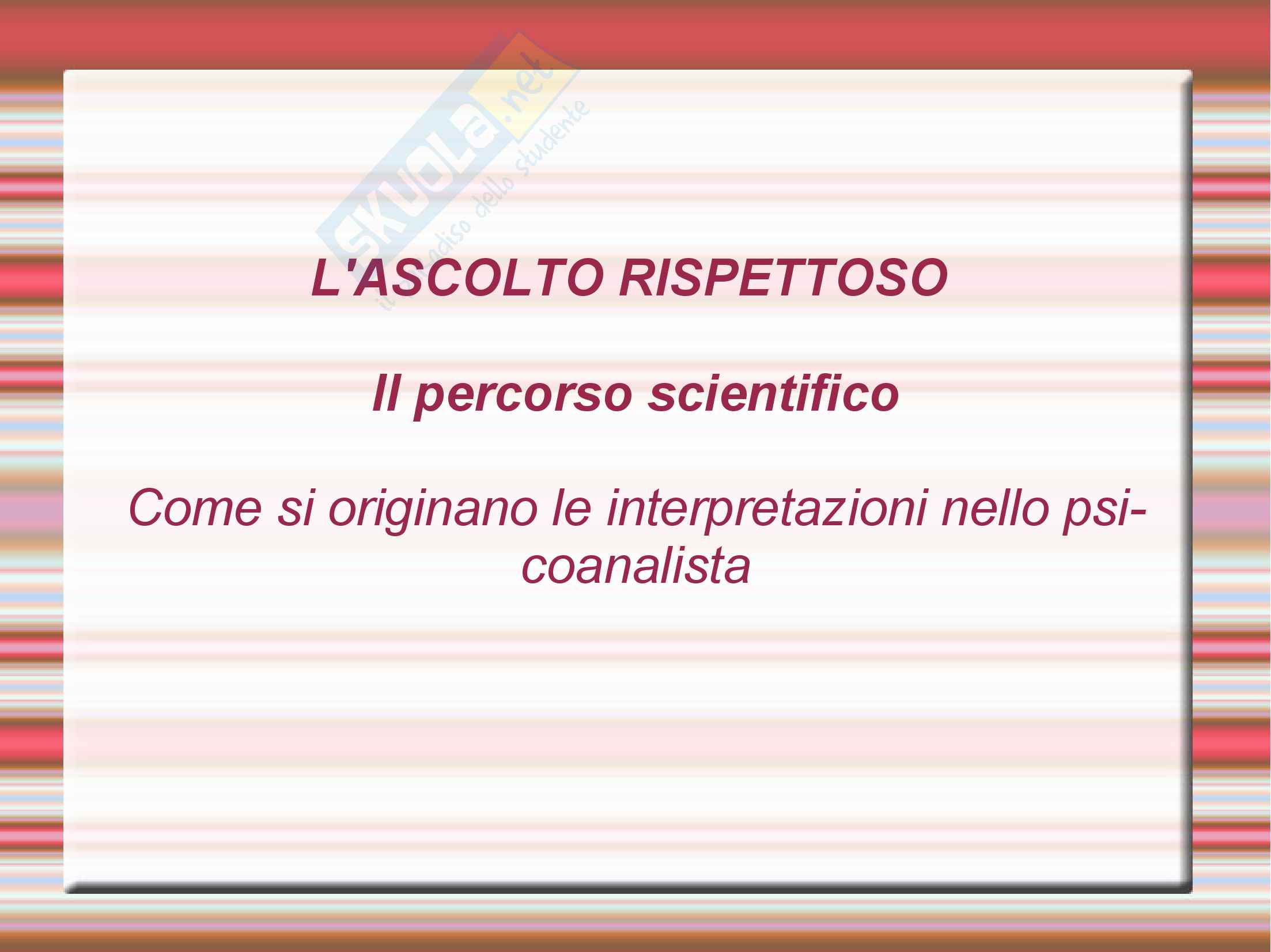 Riassunto esame modelli e tecniche del colloquio e della diagnosi, prof. Candelori, slide in power point Pag. 1