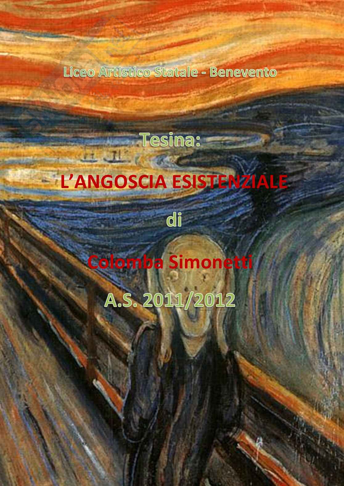 Angoscia Esistenziale Tesina Per Liceo Artistico