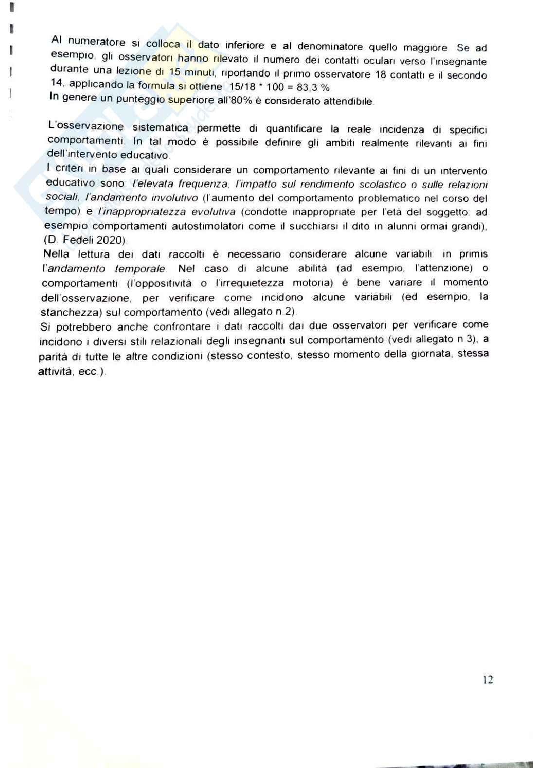 L'osservazione dei comportamenti problema in classe Pag. 11