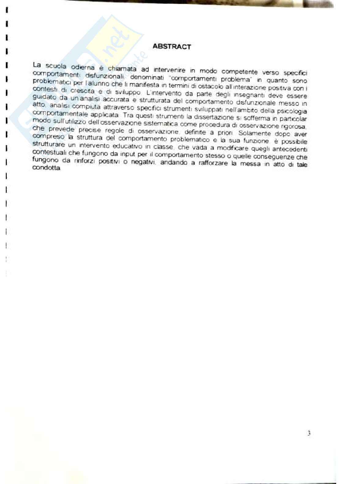 L'osservazione dei comportamenti problema in classe Pag. 2