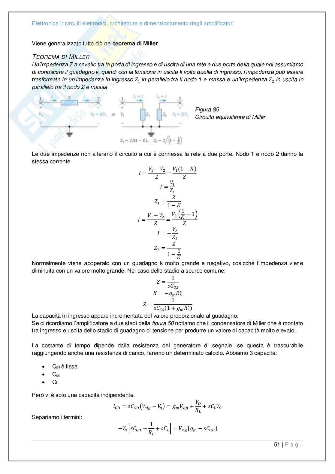 Appunti sulla terza parte di Elettronica 1: circuiti complessi Pag. 51