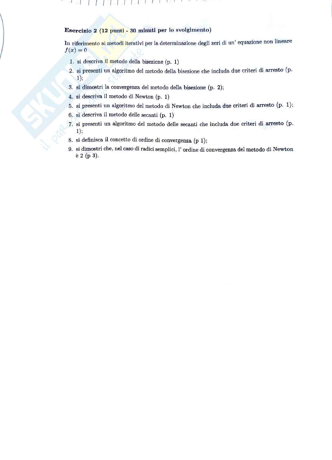 Esame Calcolo numerico 16 Settembre 2021 Pag. 2