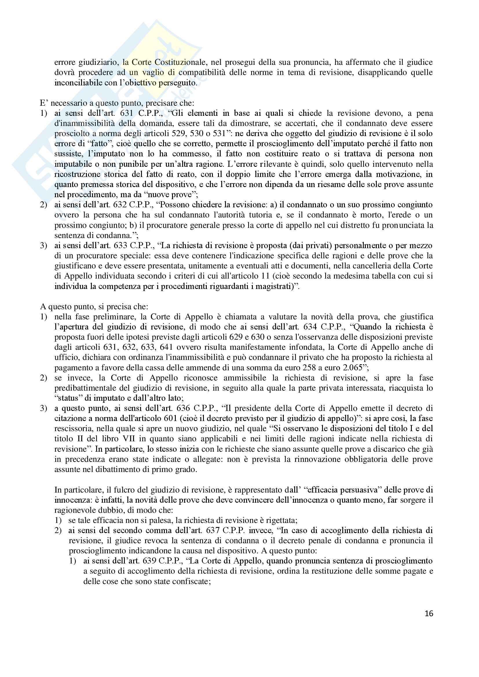 Riassunto esame Diritto, prof. Pierro, libro consigliato Manuale di procedura penale, Tonini: parte 5,6,7 Pag. 16