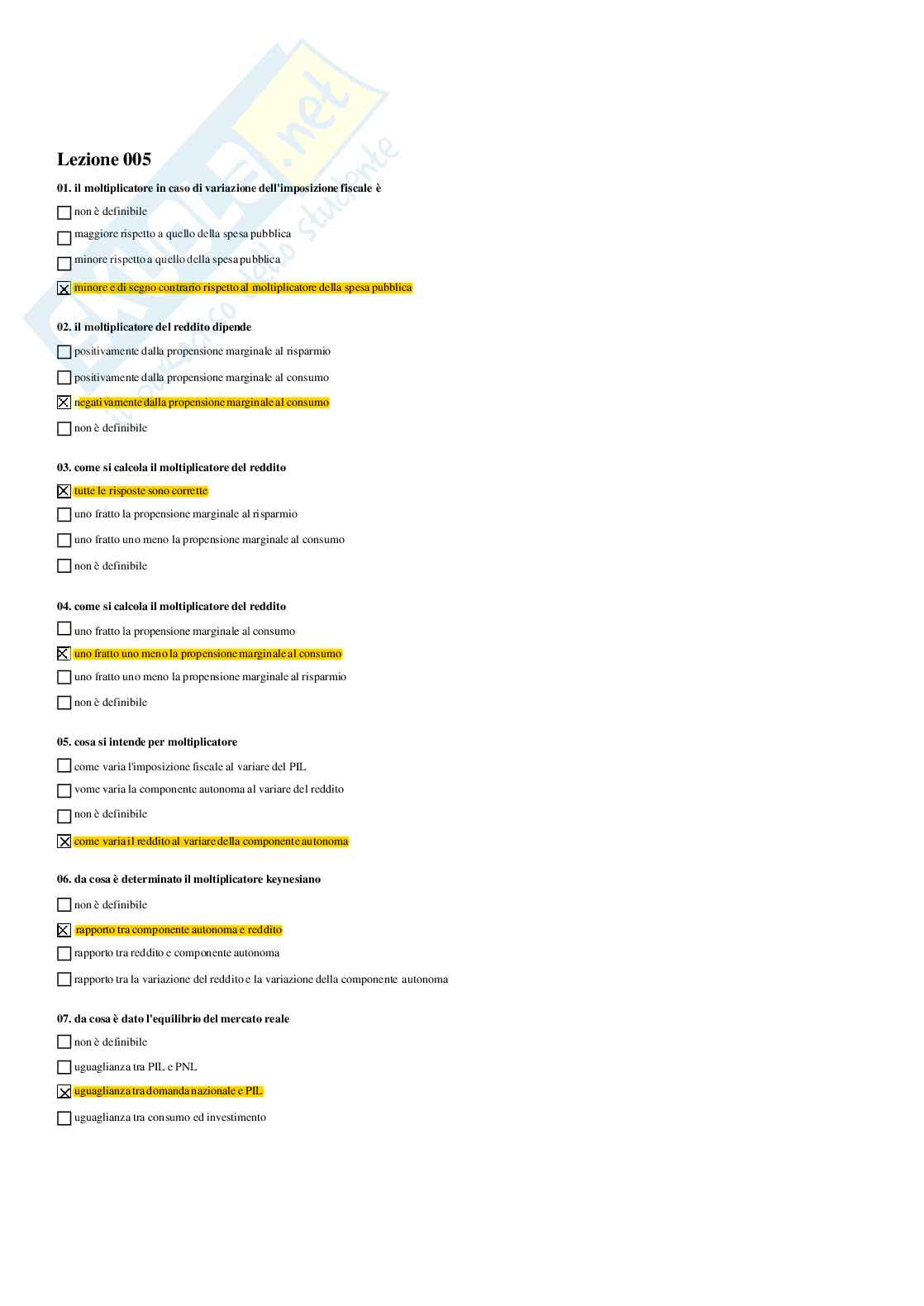 Paniere macroeconomia - risposte multiple Pag. 11