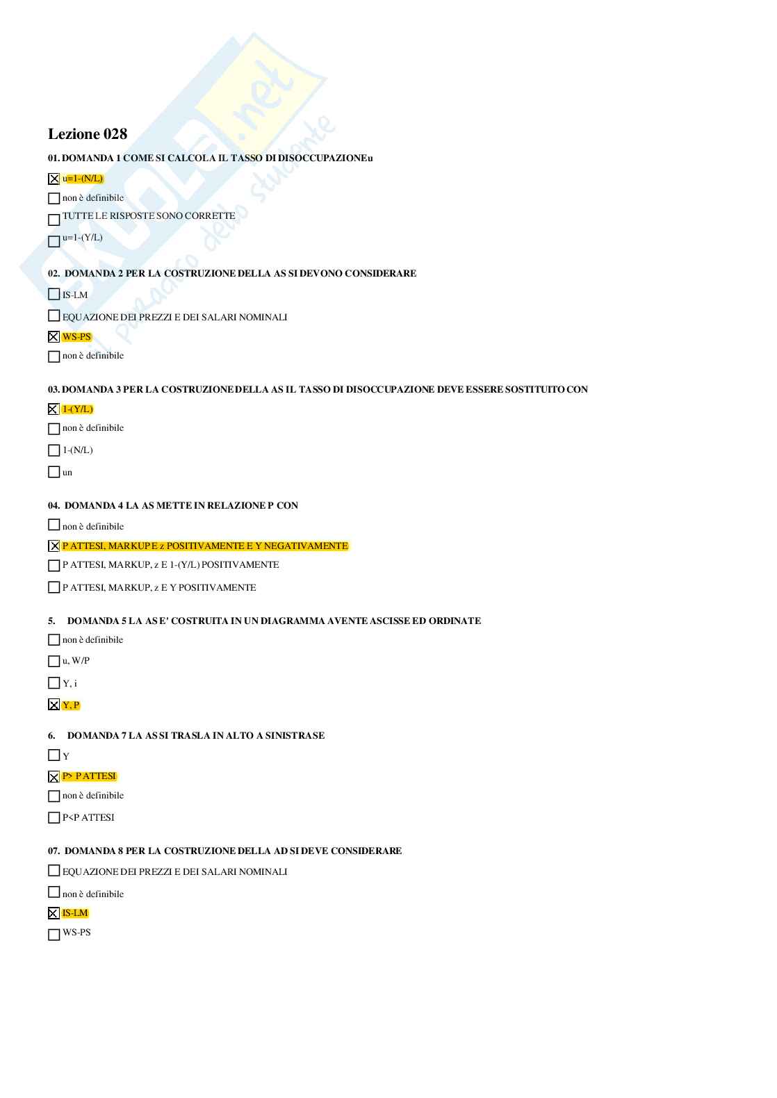 Paniere macroeconomia - risposte multiple Pag. 56
