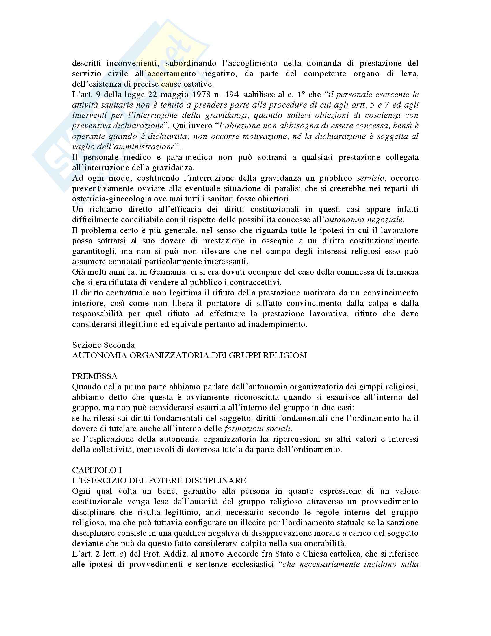 Riassunto esame Diritto ecclesiastico, prof. Folliero, libro consigliato Corso di Diritto ecclesiastico, Vitale Pag. 26