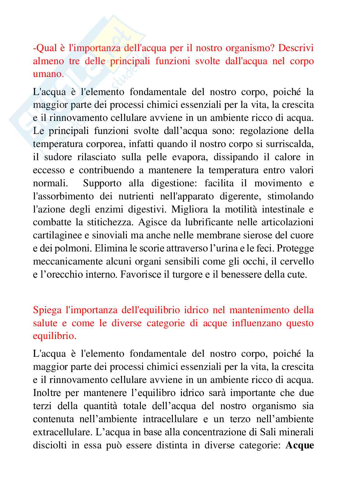 Domande aperte Fisiologia dei nutrienti Pag. 1