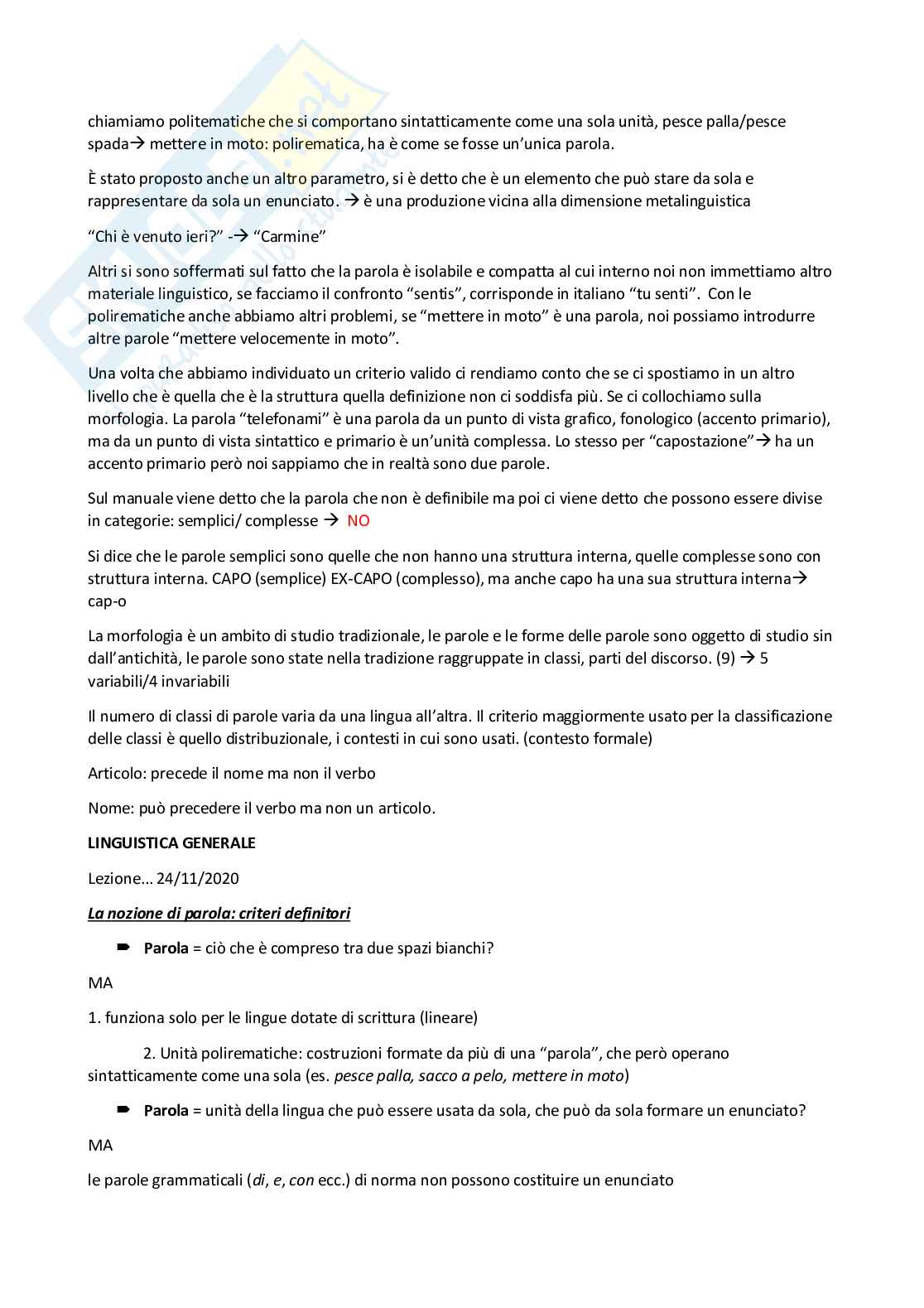 Riassunto esame Linguistica generale, Prof. Di Pace Lucia, libro consigliato Le lingue e il linguaggio, G. Graffi, S. Scalise Pag. 61