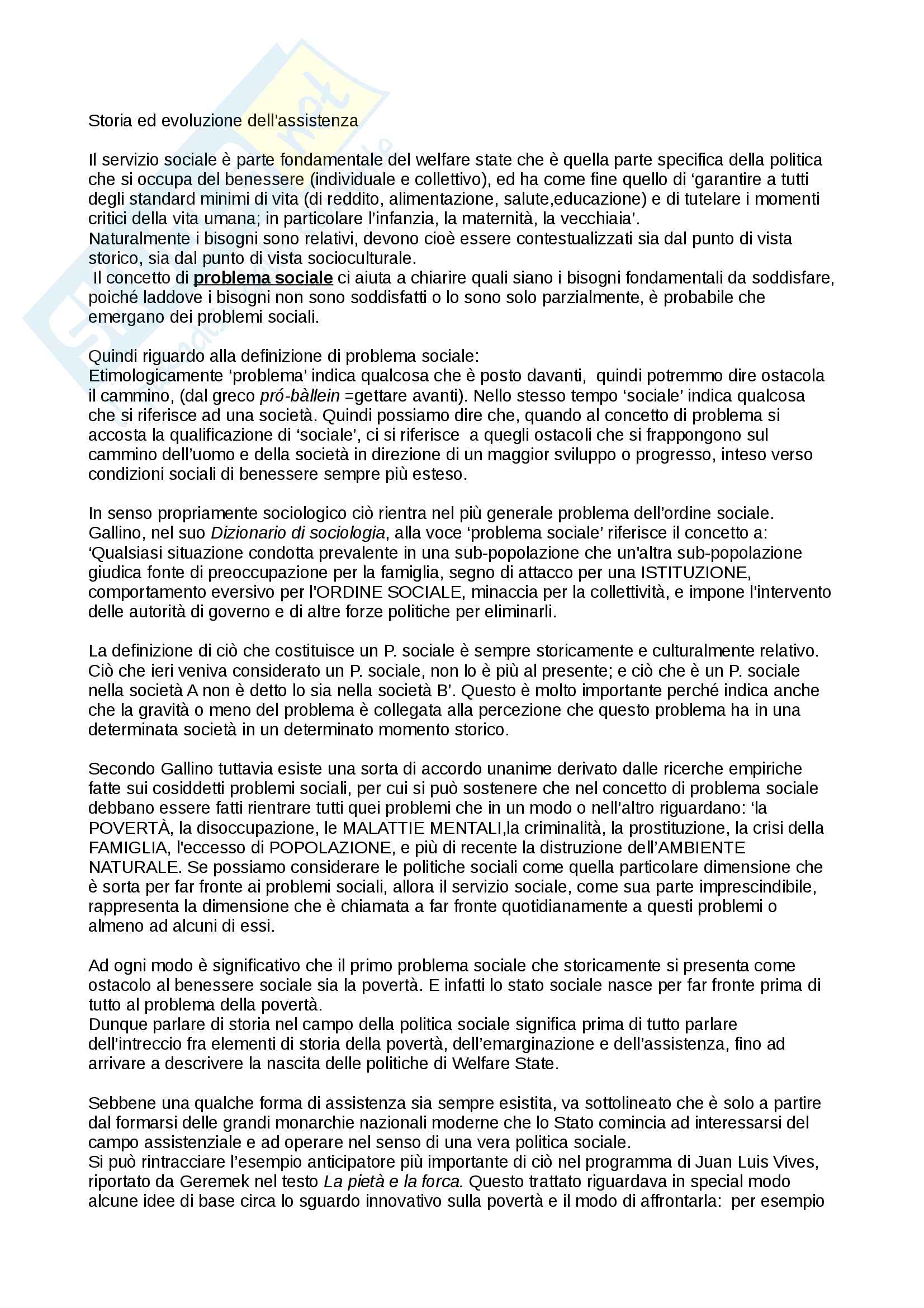 Sintesi perfetta della storia ed evoluzione dell'assistenza Pag. 1