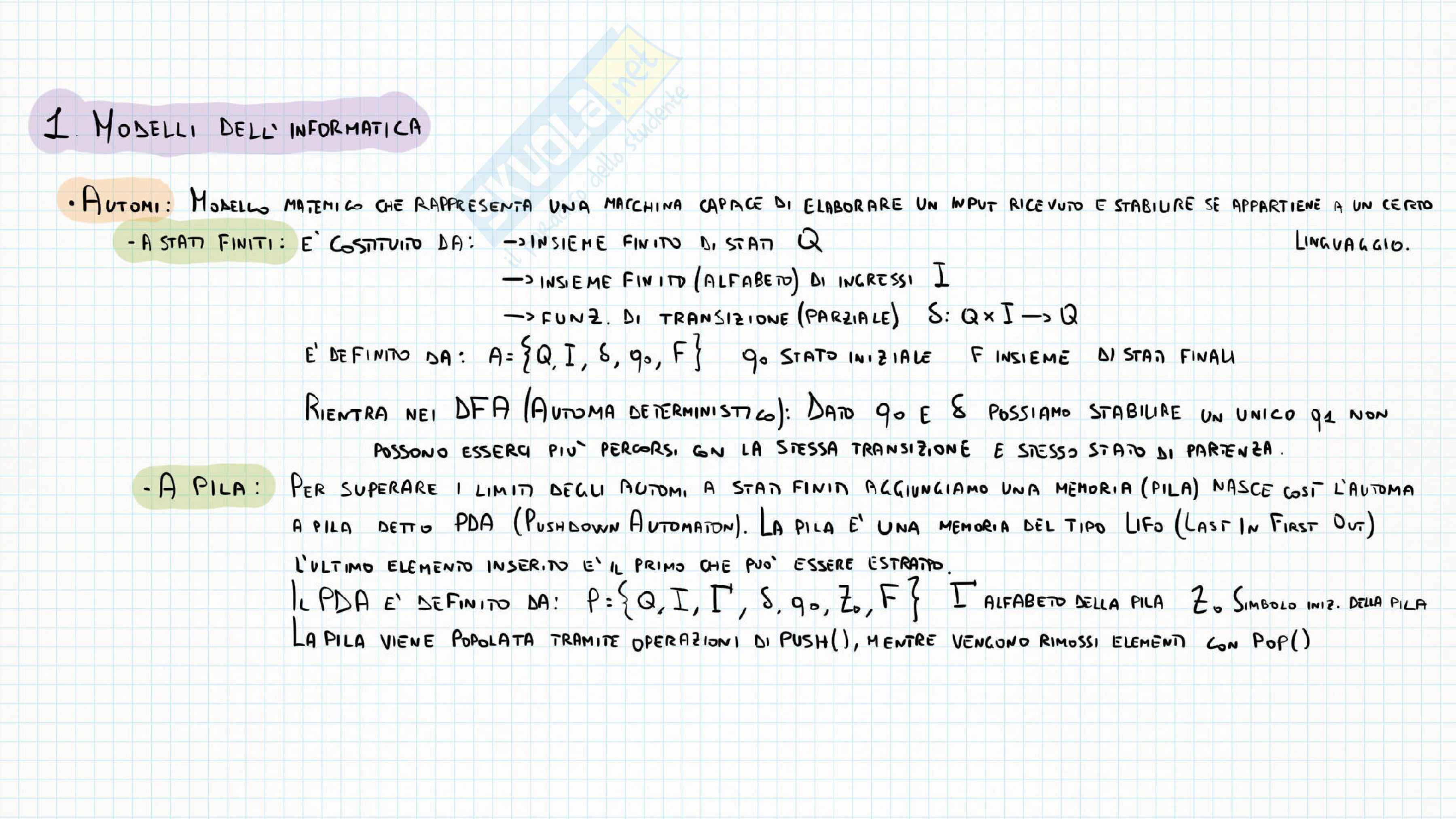 Schemi programma completo di Algoritmi e principi dell'informatica Pag. 1
