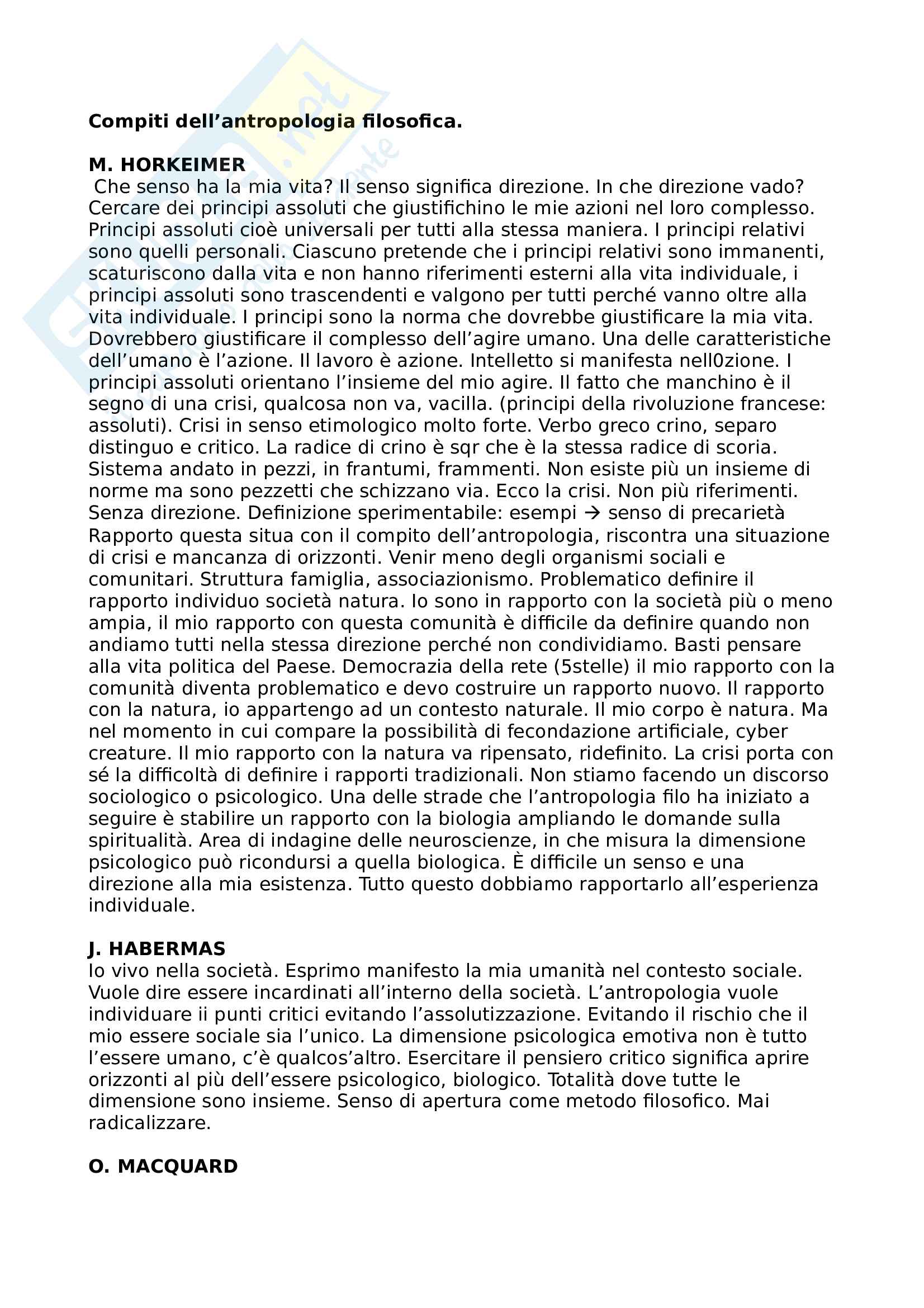 Antropologia filosofica Pag. 1