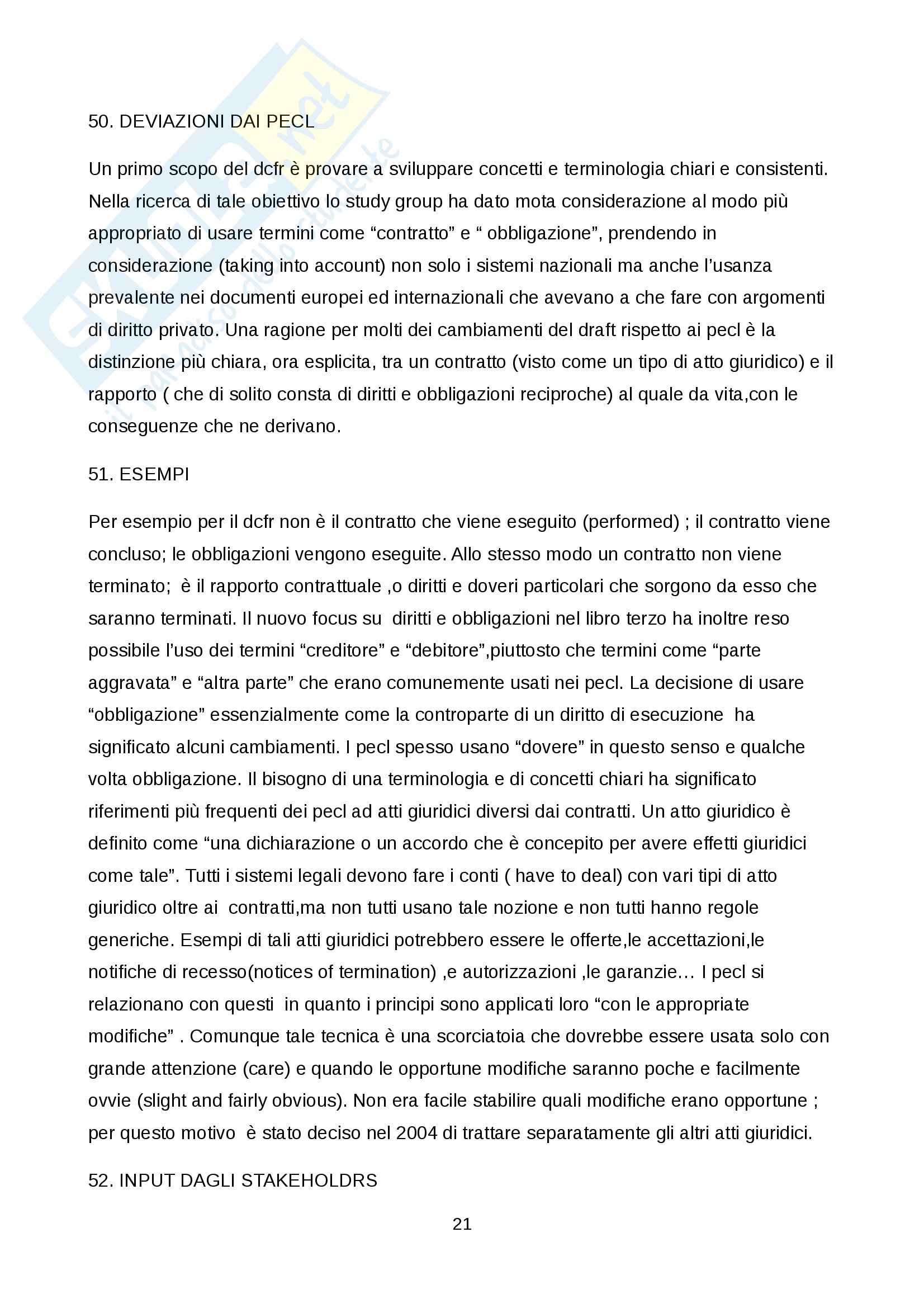 Riassunto esame European private law, prof. Martuccelli, libro consigliato Traduzione dell'introduzione al Draft Common Frame of Reference Pag. 21