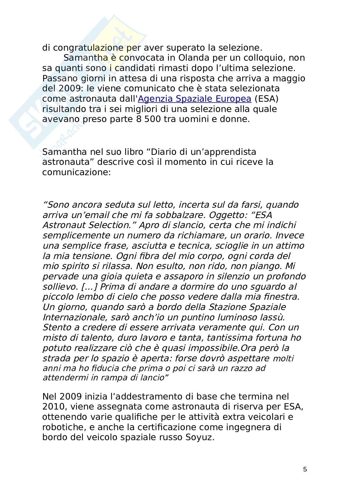 Tesina di scienze su Samantha Cristoforetti Pag. 6