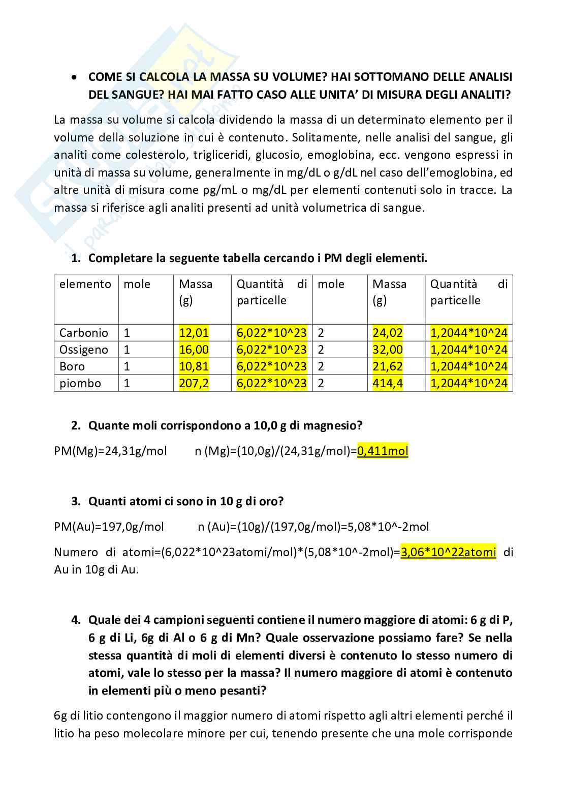 Relazione di Chimica generale e organica - modulo 1 Pag. 2