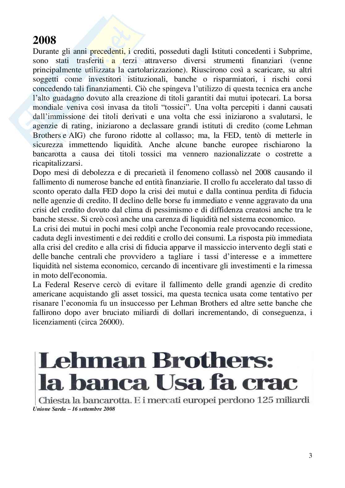 Cronistoria della crisi economica tesina Pag. 6
