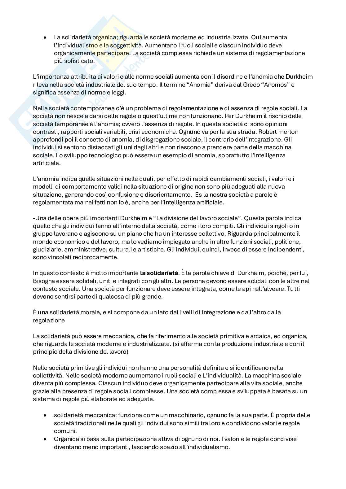 Riassunto esame Sociologia generale, Prof. Simoncini Dario, libro consigliato Il pensiero sociologico , Crespi  Pag. 11
