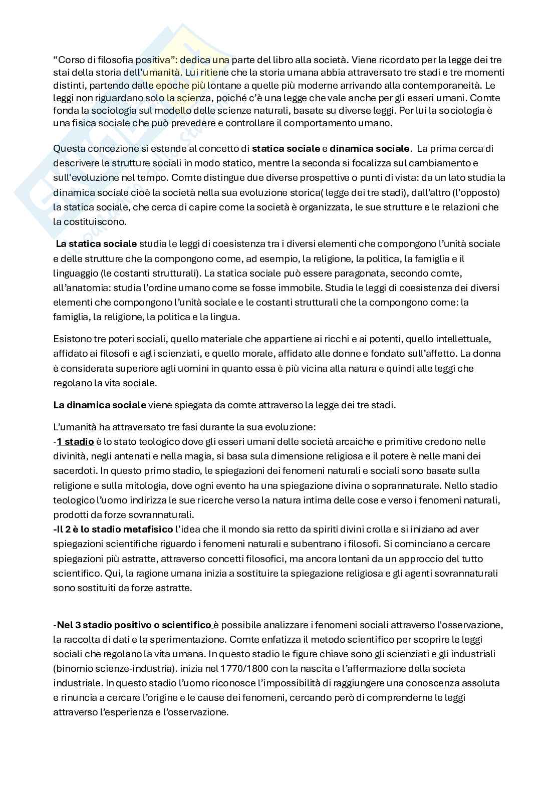 Riassunto esame Sociologia generale, Prof. Simoncini Dario, libro consigliato Il pensiero sociologico , Crespi  Pag. 2