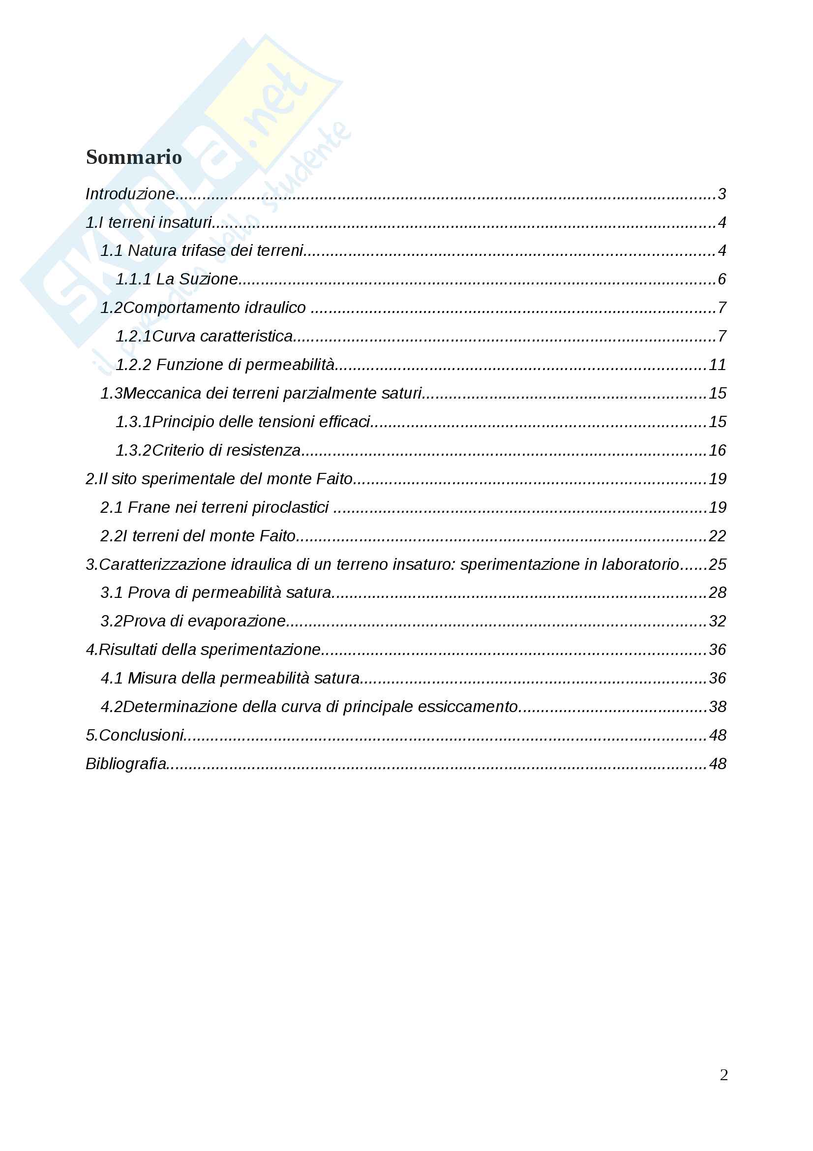Tesi di Laurea "Caratterizzazione idraulica di una piroclastite campana" Pag. 2