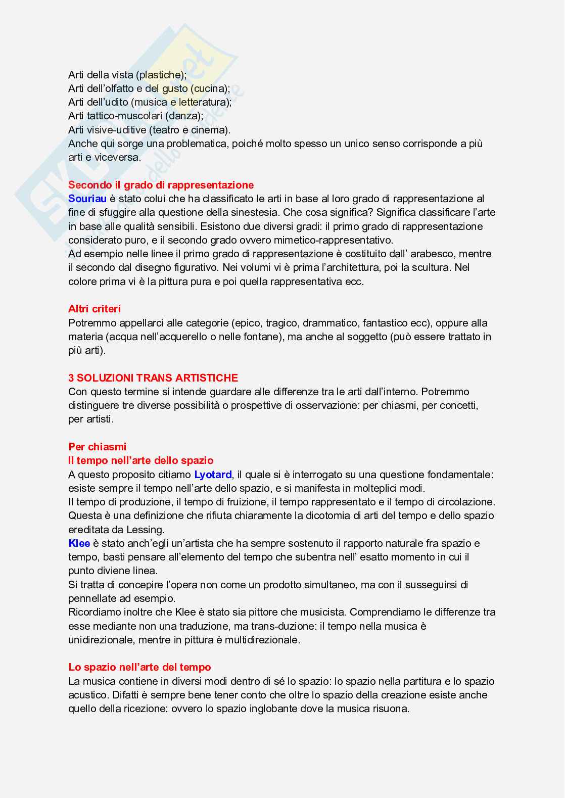 Riassunto esame Estetica, Prof. Pulejo Raffaella, libro consigliato Elementi di estetica, Sauvanet  Pag. 16