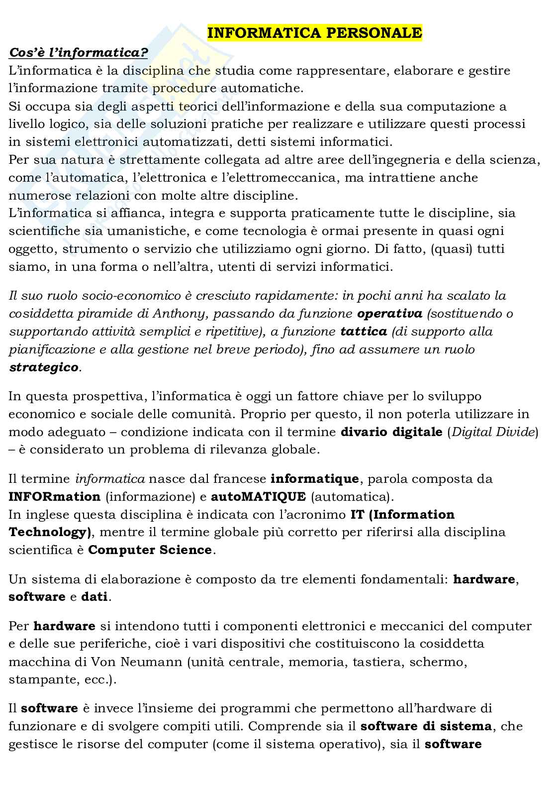 Appunti per esame di Informatica personale Pag. 1