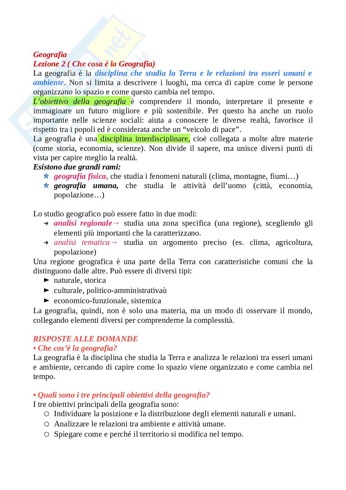 Appunti completi di Geografia   Pag. 1
