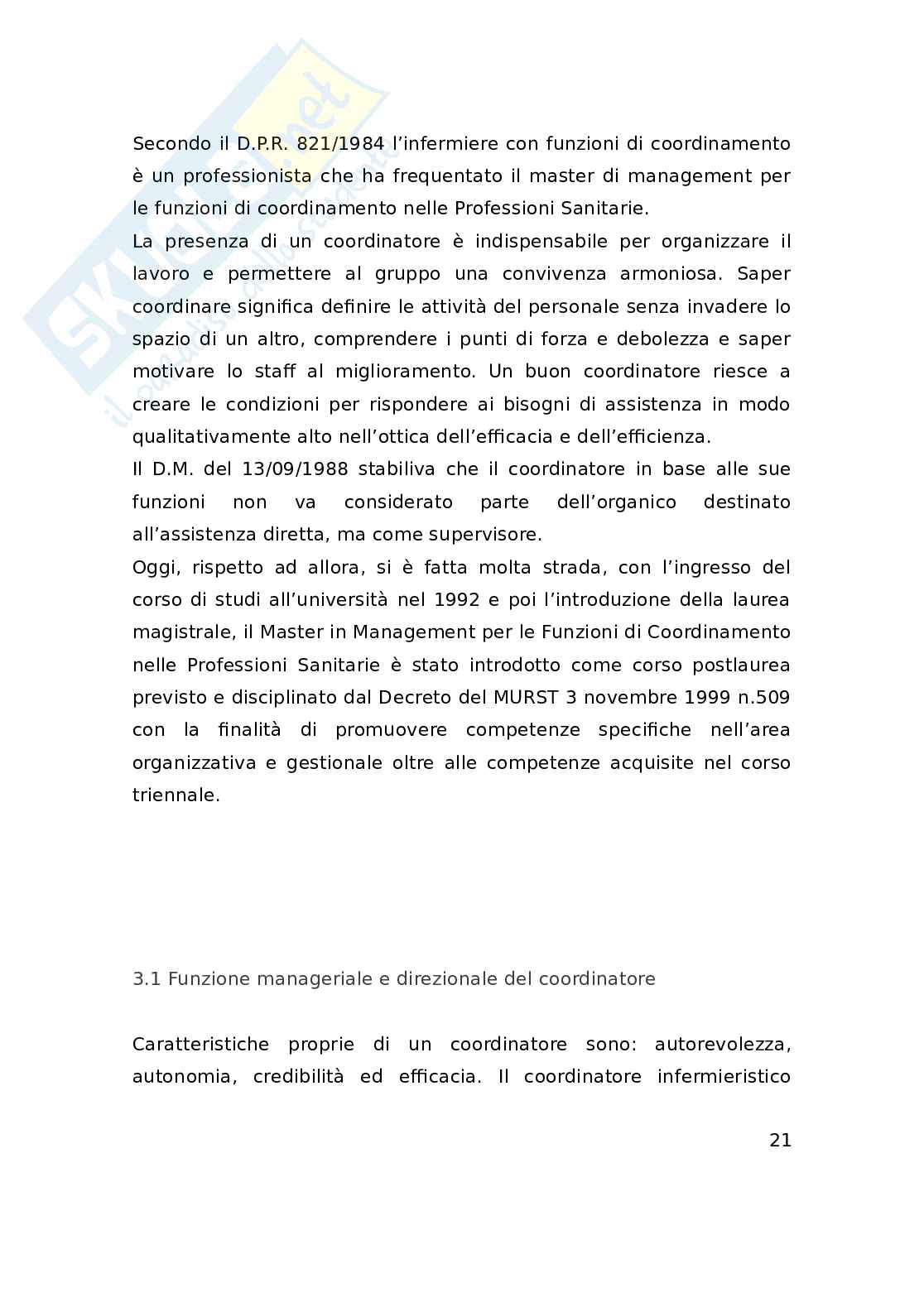 Qualità, governo clinico e funzioni del coordinatore. Uno sguardo al coordinamento del blocco operatorio P.O.S. Elia CL Pag. 21