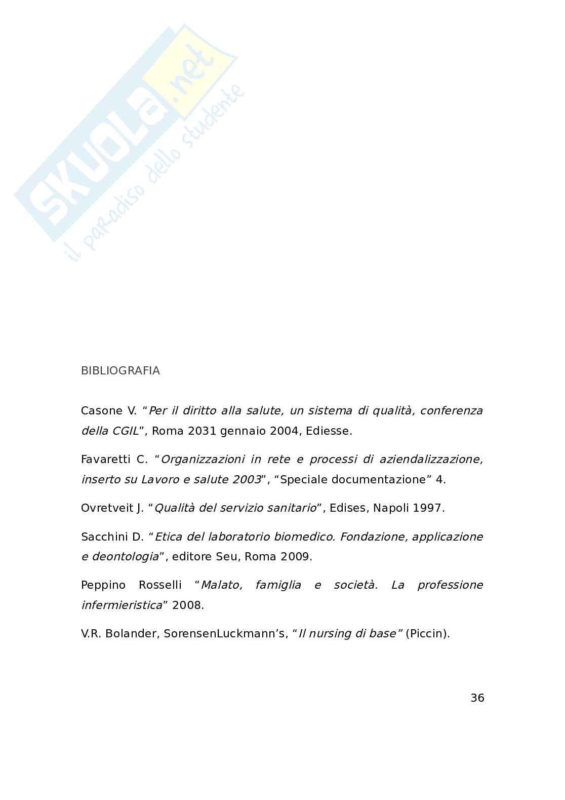 Qualità, governo clinico e funzioni del coordinatore. Uno sguardo al coordinamento del blocco operatorio P.O.S. Elia CL Pag. 36