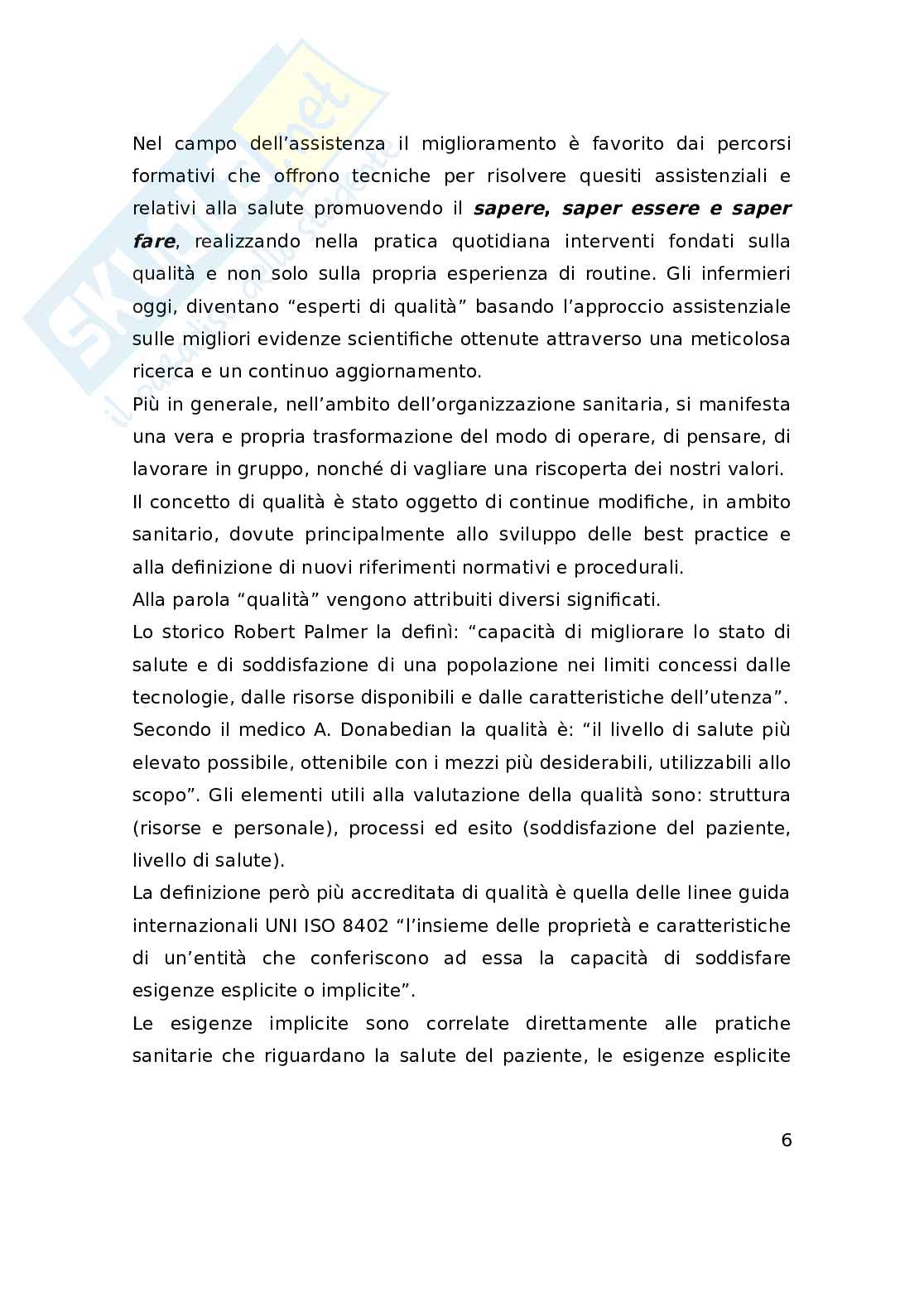 Qualità, governo clinico e funzioni del coordinatore. Uno sguardo al coordinamento del blocco operatorio P.O.S. Elia CL Pag. 6