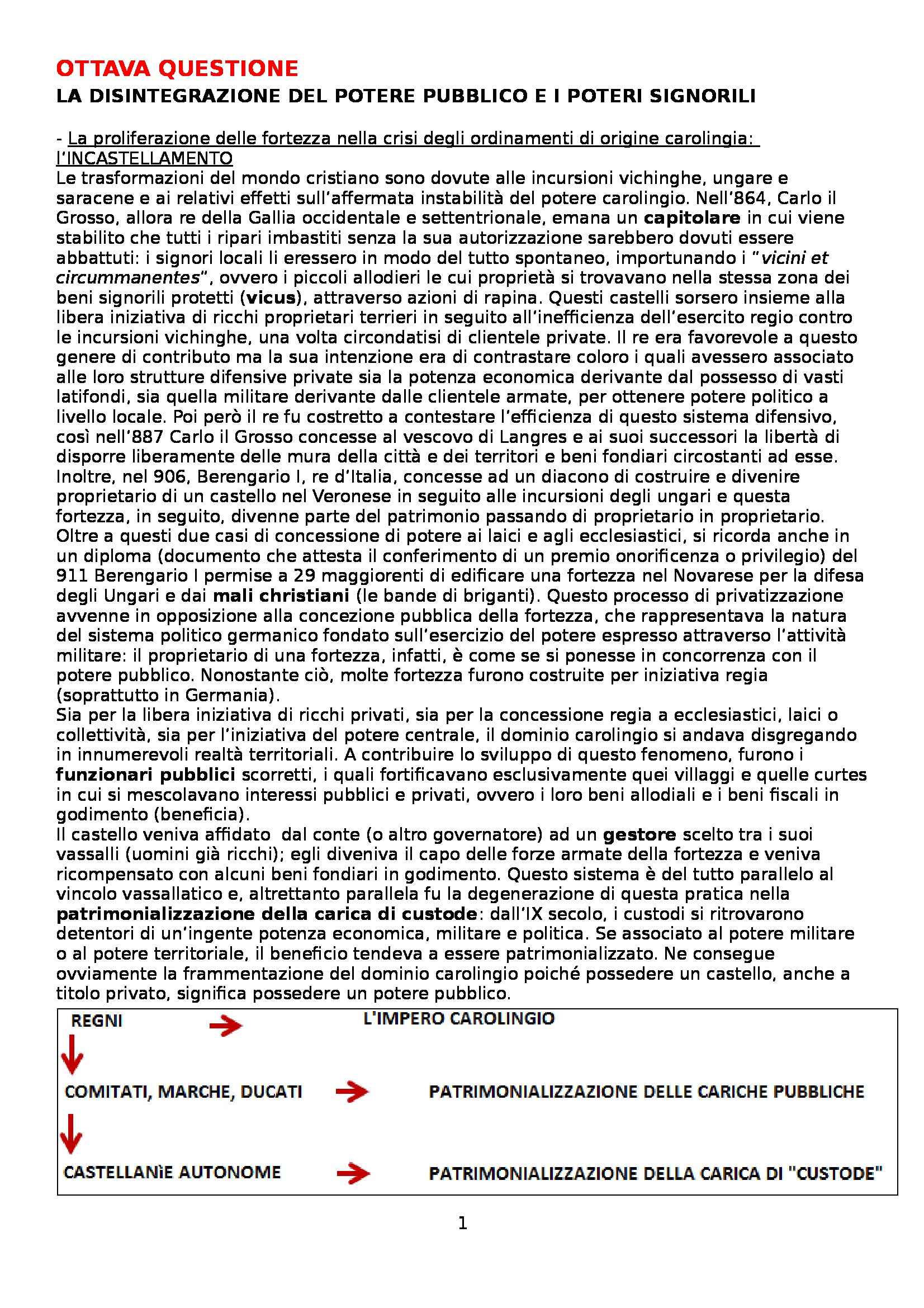 Storia medievale -  disintegrazione del potere pubblico e i poteri signorili Pag. 1