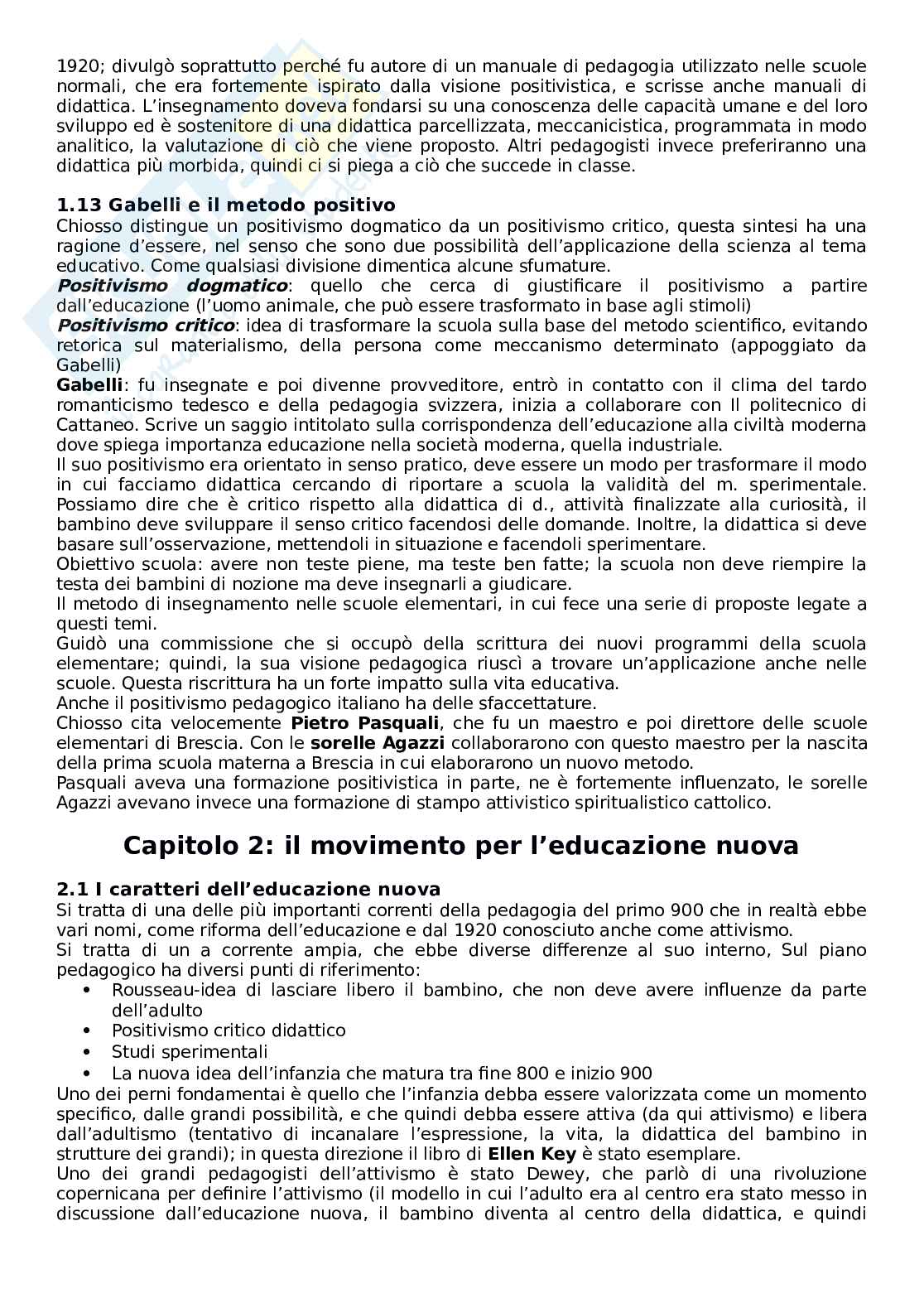 Riassunto esame Storia della pedagogia e delle Istituzioni educative, Prof. Marrone Andrea, libro consigliato Novecento pedagogico e nuovo millennio, Chiosso Pag. 11