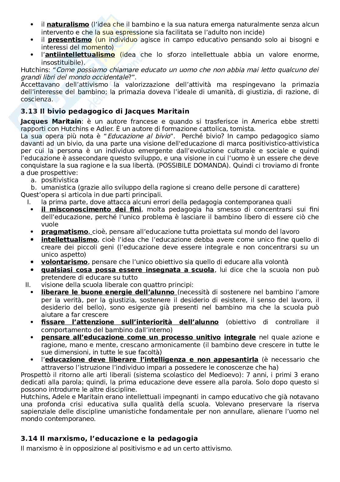 Riassunto esame Storia della pedagogia e delle Istituzioni educative, Prof. Marrone Andrea, libro consigliato Novecento pedagogico e nuovo millennio, Chiosso Pag. 26